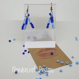 Drop Blue Beaded Hippie Style Earrings